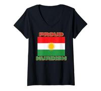 Mujer Bandera patriótica del Kurdistán para Hombres, Mujeres y niños, Orgulloso kurdo Camiseta Cuello V
