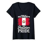 Mujer Bandera Perú Girl Peruvian Sudamérica País Camiseta Cuello V