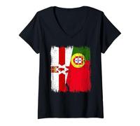 Mujer Bandera portuguesa de Irlanda del Norte Irlanda del Norte Portugal Camiseta Cuello V