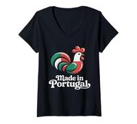 Mujer Bandera Portuguesa Gallo Portugal Camiseta Cuello V