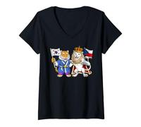 Mujer Bandera República Checa y Corea del Sur Raíces checo-Coreana Camiseta Cuello V