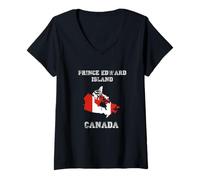 Mujer Bandera Retro de Canadá Envejecida de la Isla del Príncipe Eduardo Camiseta Cuello V