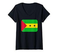 Mujer Bandera Santo Tomé y Príncipe Camiseta Cuello V