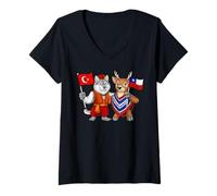 Mujer Bandera Turquía Chile Raíces Turco-Chilenas Herencia Camiseta Cuello V