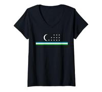Mujer Bandera UZBEKISTÁN Orgullo Nacional Y Colores UZBEKOS Camiseta Cuello V