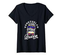 Mujer Bandera Venezolana Reina Venezuela Orgullo Venezolano Camiseta Cuello V