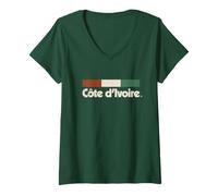 Mujer Bandera Vintage Costa de Marfil Costa de Marfil Naranja Marfil Camiseta Cuello V