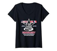 Mujer Banderas Estelares del Día D Operación de Normandía Overlord 6 de Junio de 1944 Camiseta Cuello V