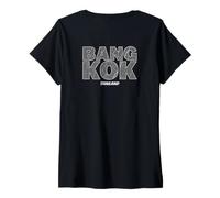 Mujer Bangkok Tailandia Mapa De La Ciudad Tipografía Urban Travel Camiseta Cuello V