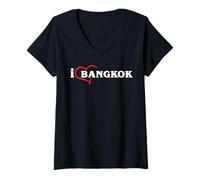 Mujer Bangkok Tailandia Recuerdo Pareja Grupo Familia Coincidencia Camiseta Cuello V
