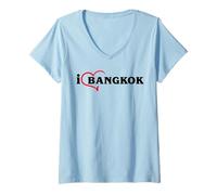 Mujer Bangkok Tailandia Recuerdo Pareja Grupo Familia Coincidencia Camiseta Cuello V