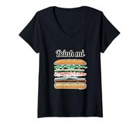 Mujer Banh Mi sándwich vietnamita Pan francés Baguette Carne Camiseta Cuello V