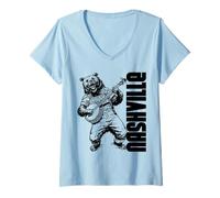 Mujer Banjo Playing Bear Festival de Bluegrass de Nashville Tennessee Camiseta Cuello V