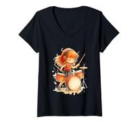 Mujer Baquetas de batería Rock & Roll Hands Kids Girls Camiseta Cuello V