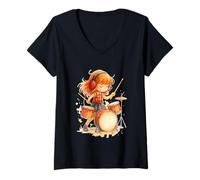 Mujer Baquetas de batería Rock & Roll Hands Kids Girls Camiseta Cuello V