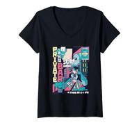Mujer Bar Privado de Anime - Bebida Retro de la Ciudad Nocturna Camiseta Cuello V