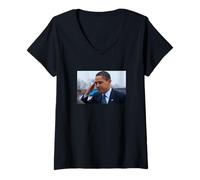 Mujer Barack Obama Saluda Foto 44º Presidente demócrata POTUS Camiseta Cuello V