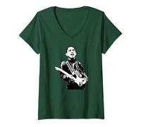 Mujer Barack Obama tocando la guitarra 44º Presidente Patriótico Camiseta Cuello V