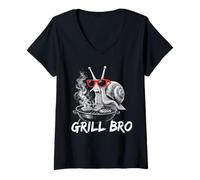 Mujer Barbacoa Bro Caracol BBQ Snail Griller Divertido Diseño Camiseta Cuello V