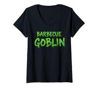 Mujer Barbacoa Goblin Funny Southern Food Salsa BBQ Carnes ahumadas Camiseta Cuello V