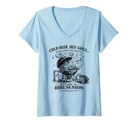 Mujer Barbacoa Temporada Cerveza Fría As Camiseta Cuello V