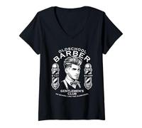 Mujer Barbería de la vieja escuela diseño clásico vintage Camiseta Cuello V