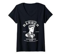 Mujer Barbería de la vieja escuela que se mantiene afilada, diseño clásico vintage Camiseta Cuello V