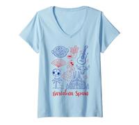 Mujer Barcelona Ciudad España Basílica Cultura Flamenca Tradicional Camiseta Cuello V