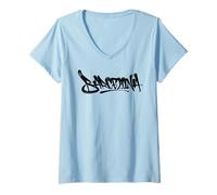 Mujer Barcelona Graffiti Ciudad Arte Callejero Handstyle España Souvenir Camiseta Cuello V