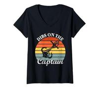 Mujer Barco a motor se sumerge en el capitán vela pontón navegante marinero Camiseta Cuello V