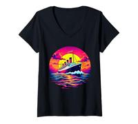 Mujer Barco de Carga Vintage Titanic Barco Viaje Pirata Hombres Mujeres Camiseta Cuello V
