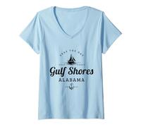 Mujer Barco de Vela de Gulf Shores Alabama Camiseta Cuello V