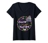 Mujer ¡Barco! Es un Crucero Mardi Gras Viaje a Juego Reunión Familiar Camiseta Cuello V