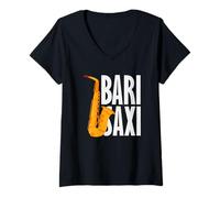 Mujer Bari Saxi Saxofón Saxofonista Jazz Camiseta Cuello V