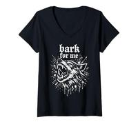 Mujer Bark For Me Blackletter Fierce Angry Dog Graphic Camiseta Cuello V