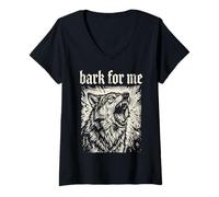 Mujer Bark For Me Blackletter Fierce Angry Dog Graphic Camiseta Cuello V