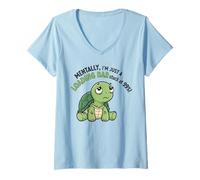 Mujer Barra de Carga Mental atascada al 99% de Humor de Tortuga Camiseta Cuello V