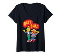 Mujer Barrio Sésamo Bert Ernie Best Buds Amigos BFF Pals Clásico Camiseta Cuello V