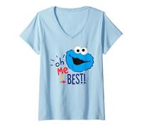 Mujer Barrio Sésamo Cookie Monster Best Ever Big Head LOL Classic Camiseta Cuello V