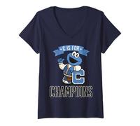 Mujer Barrio Sésamo Cookie Monster Campeón 60s Deportes Clásico Diversión Camiseta Cuello V