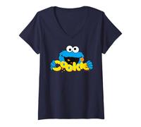 Mujer Barrio Sésamo Cookie Monster Fun Las Mejores Galletas clásicas Camiseta Cuello V