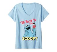 Mujer Barrio Sésamo Cookie Monster Summer Ice Cream Classic Scoop Camiseta Cuello V
