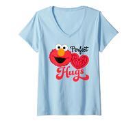 Mujer Barrio Sésamo Elmo Love Valentines Corazón Vintage Abrazo Camiseta Cuello V