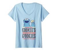 Mujer Barrio Sésamo Galleta Monster World Famous Horno Retro Fresh Camiseta Cuello V