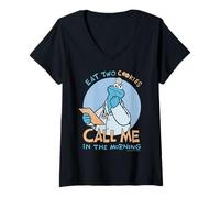 Mujer Barrio Sésamo Galleta Monstruo Doctor Pose LOL Clásico De Dibujos Animados Camiseta Cuello V