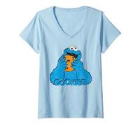 Mujer Barrio Sésamo Galletas Monstruo Galletas Forever Classic Happy Camiseta Cuello V