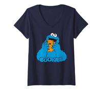 Mujer Barrio Sésamo Galletas Monstruo Galletas Forever Happy Classic Camiseta Cuello V