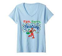 Mujer Barrio Sésamo Navidad Elmo Fun Lights Temporal Clásico Deseos Camiseta Cuello V
