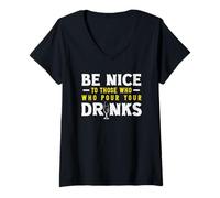 Mujer Bartender Sea Amable con Aquellos Que Sirven Bebidas Camiseta Cuello V