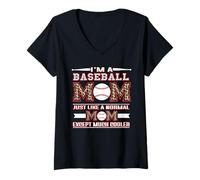 Mujer Baseball Mom Funny Cool Mom Leopard Print For Mothers Day Camiseta Cuello V
